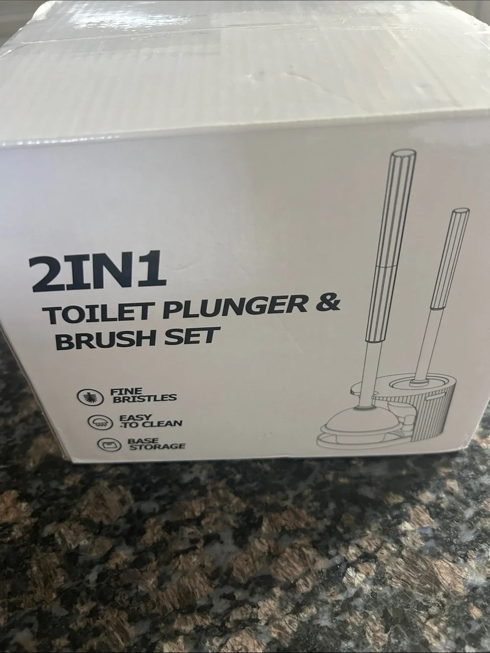 2 IN 1 TOILET BOWL BRUSH & PLUNGER SET IN BLACK NWT